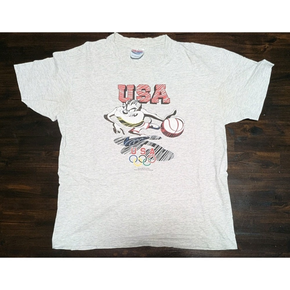 VTG Taz Olympics USA Basketball Looney Toons T Shirt 90s Single  YXL SM 1995